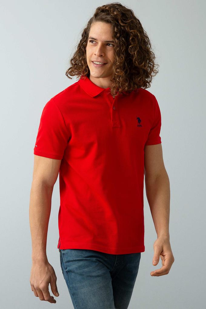 Erkek Kırmızı Basic Polo Yaka Tişört