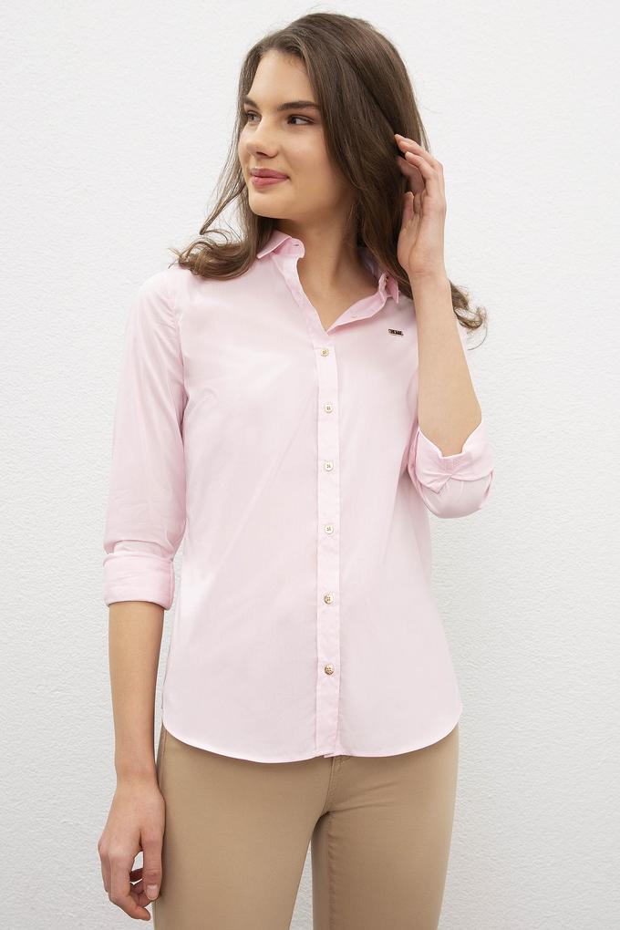 Kadın Pembe Gömlek Uzunkol Basic
