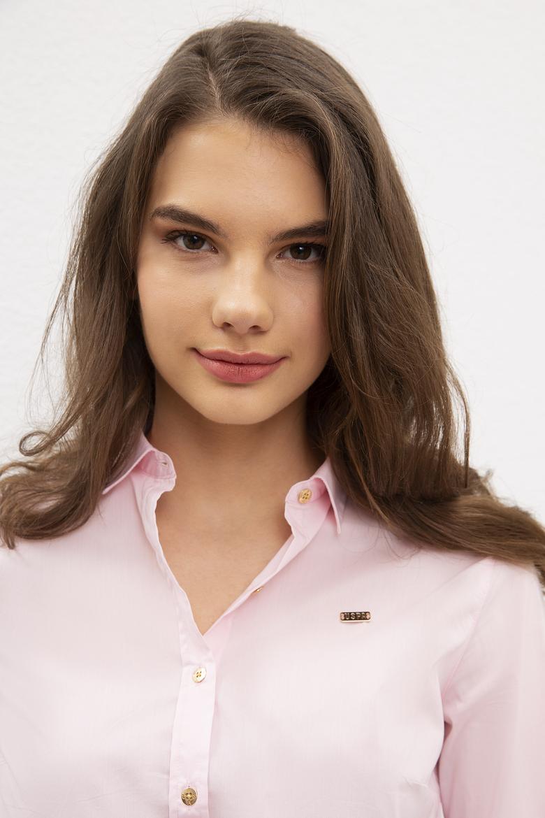 Kadın Pembe Gömlek Uzunkol Basic - 50201701056