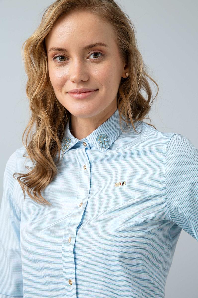 Kadın Mavi Gömlek Uzunkol