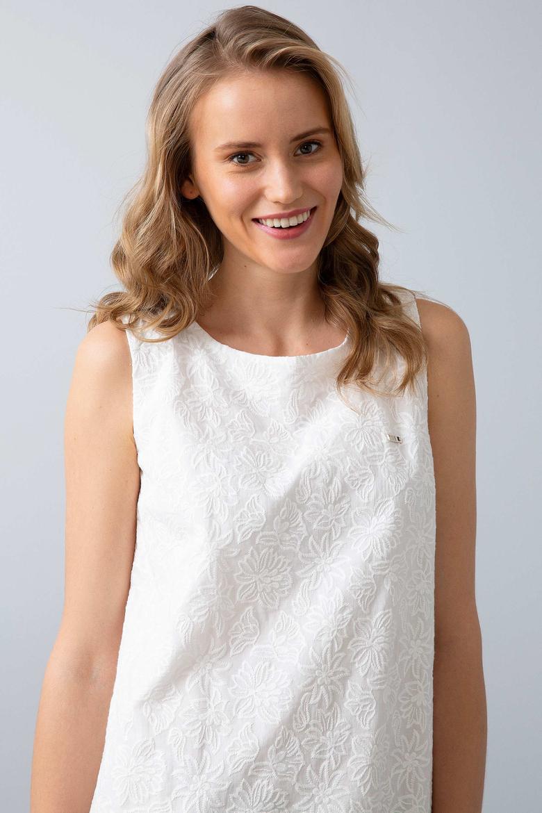 Kadın Beyaz Dokuma Elbise - 50202407003