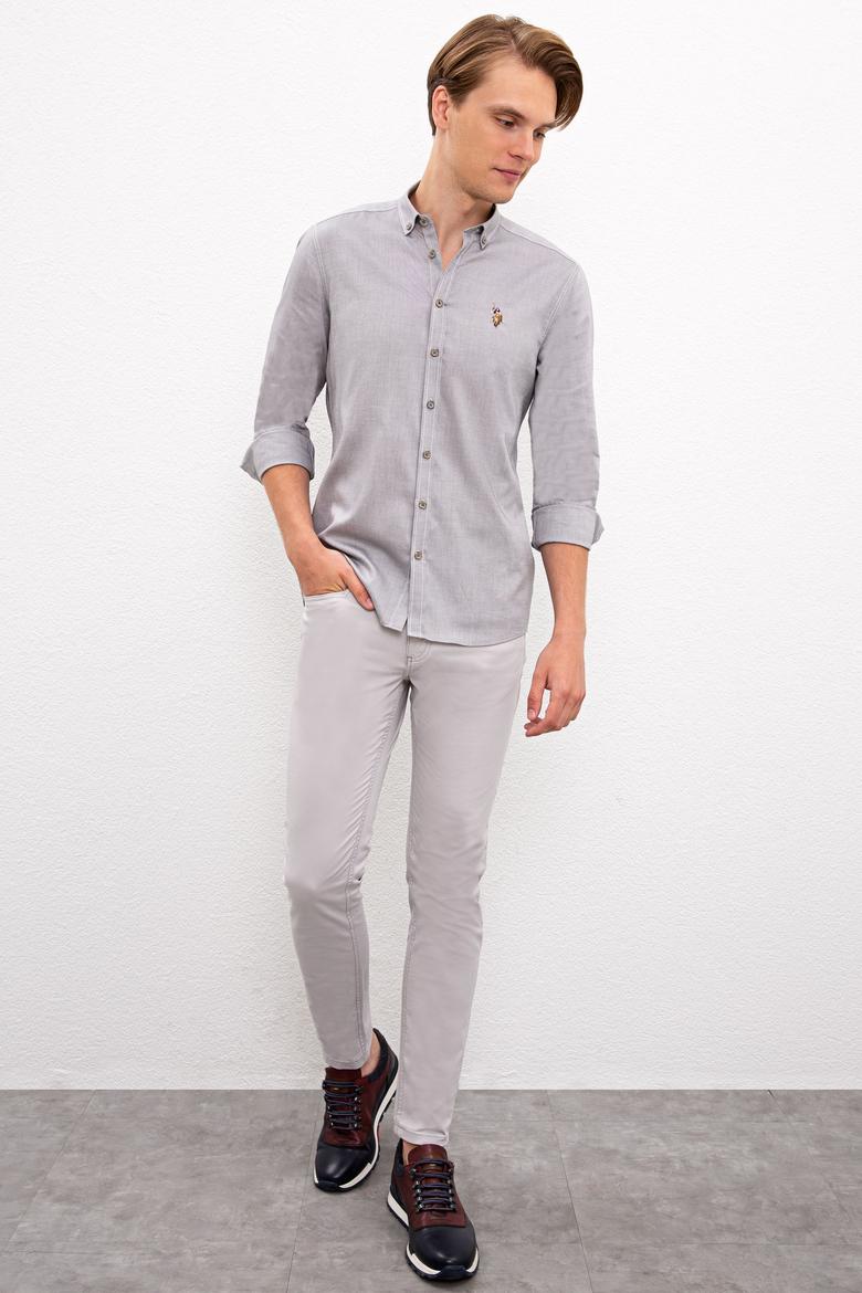 Erkek Gri Gömlek Uzunkol Basic - 50205811135