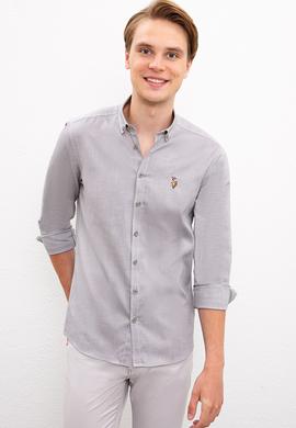 Erkek Gri Gömlek Uzunkol Basic - 50205811135