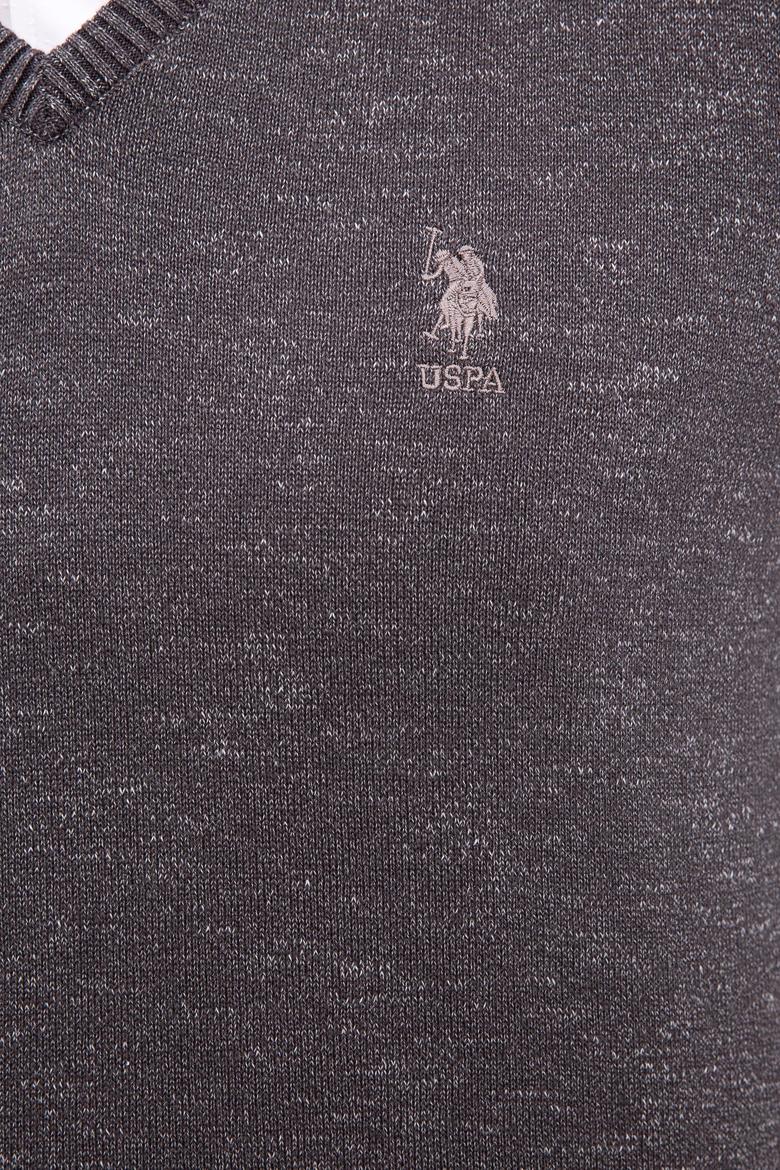 Erkek Antrasit Melanj V-Yaka Triko Kazak - 50223888030