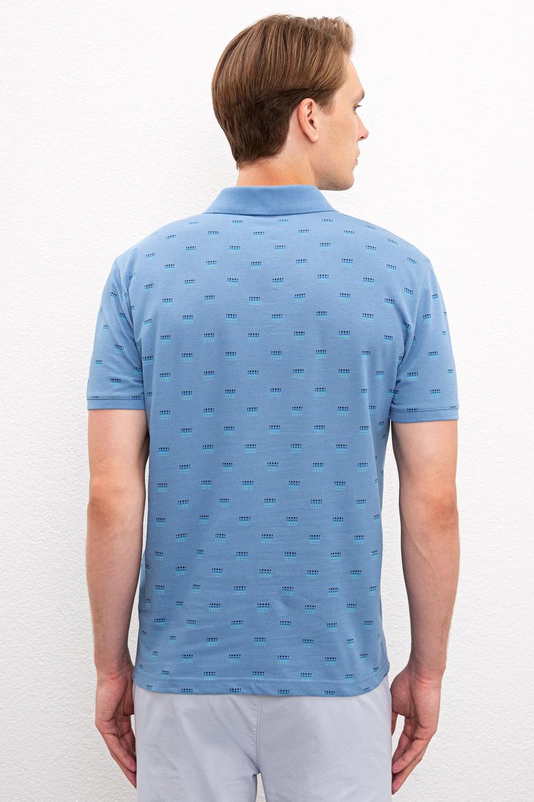 Erkek İndigo Polo Yaka Tişört - 50219234021