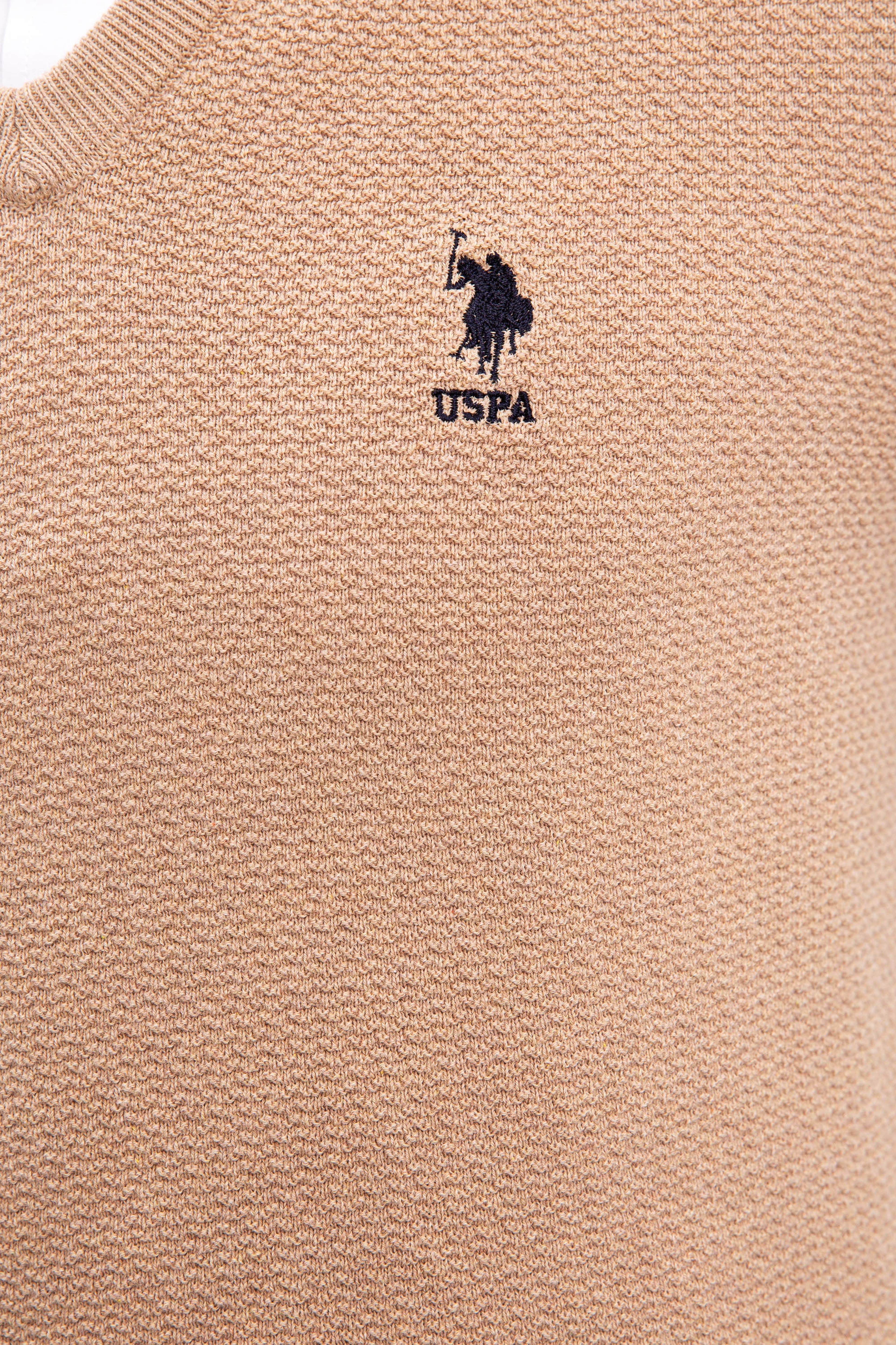 Erkek Camel V Yaka Basic Triko Kazak - Image 5