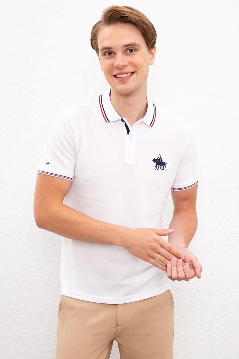 Erkek Beyaz Polo Yaka T-Shirt