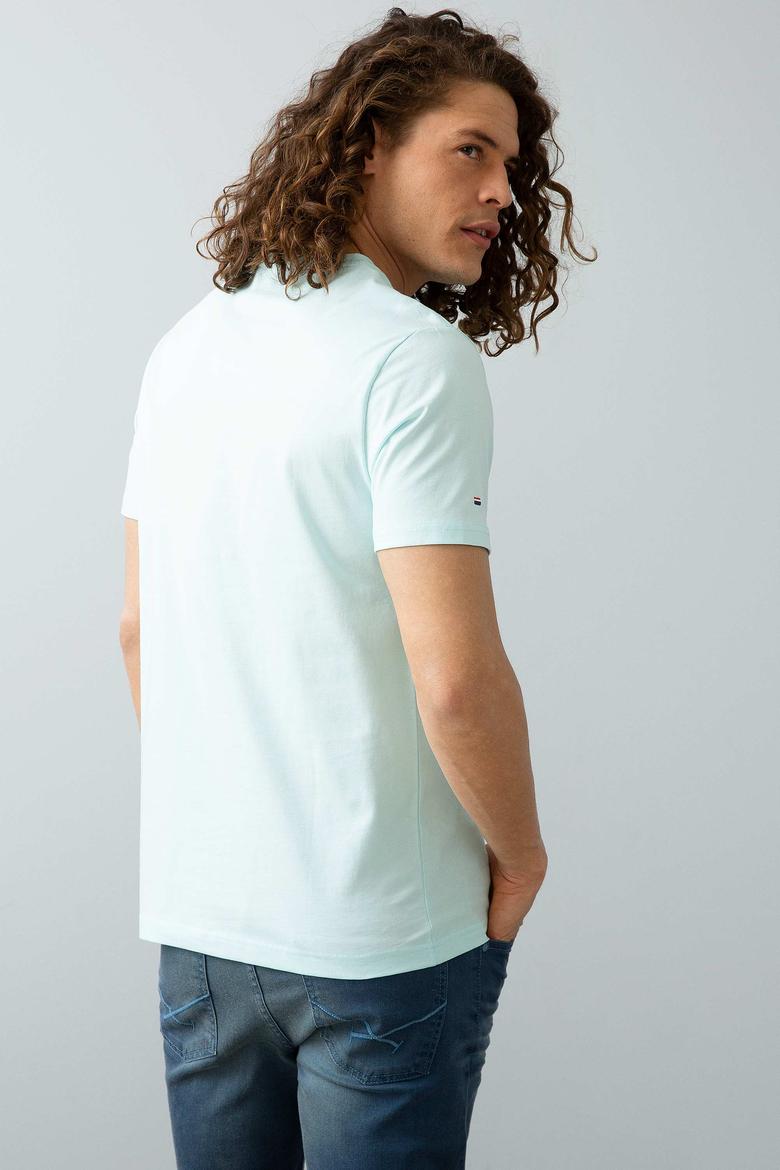 Erkek Nil Yeşili Bisiklet Yaka T-Shirt Basic - 50199830123