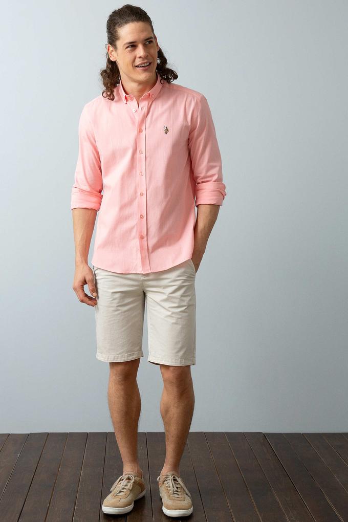 Erkek Pembe Gömlek Uzunkol Basic