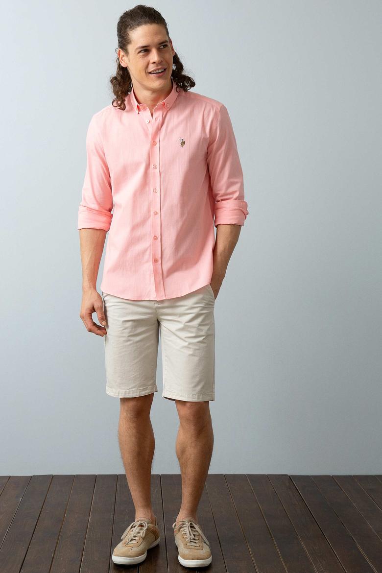 Erkek Pembe Gömlek Uzunkol Basic