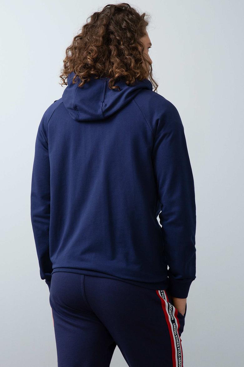 Erkek Lacivert Kapüşonlu Fermuarlı Sweatshirt - 50200317005