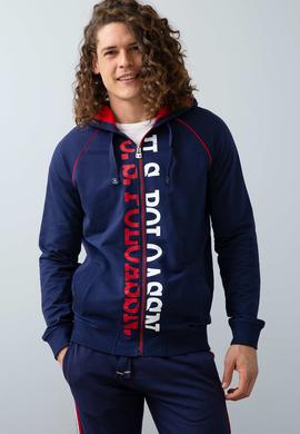 Erkek Lacivert Kapüşonlu Fermuarlı Sweatshirt - 50200317005