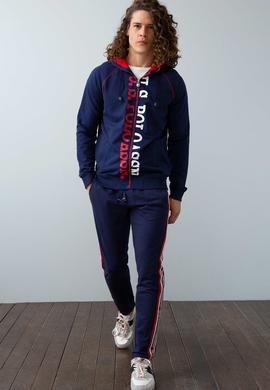 Erkek Lacivert Kapüşonlu Fermuarlı Sweatshirt - 50200317005