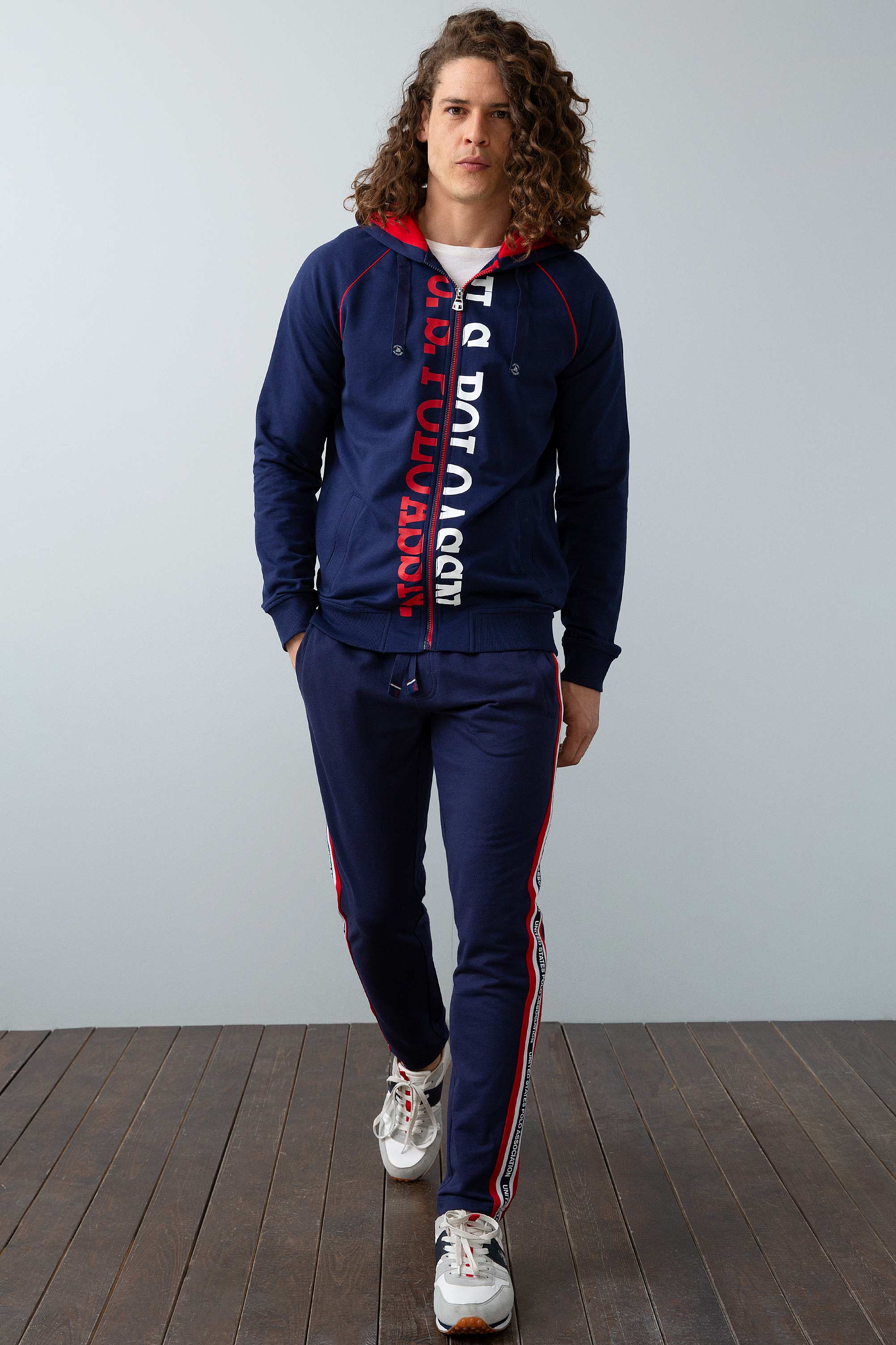 Erkek Lacivert Kapüşonlu Fermuarlı Sweatshirt