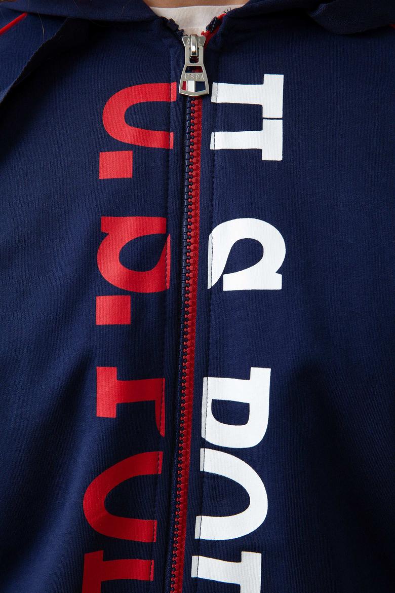 Erkek Lacivert Kapüşonlu Fermuarlı Sweatshirt - 50200317005