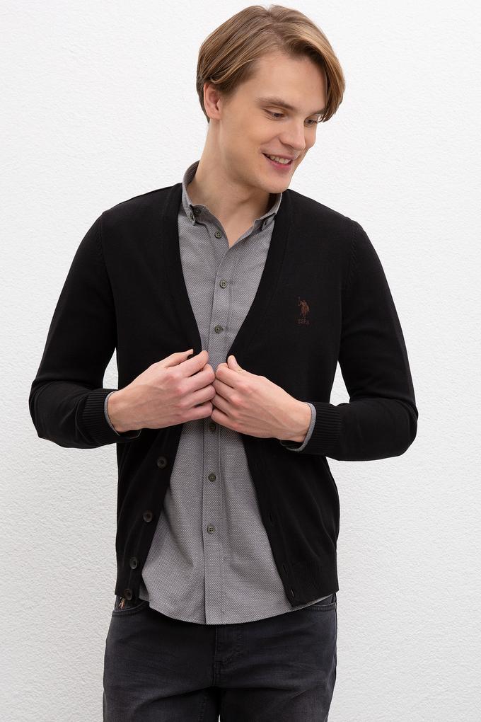 Erkek Siyah Basic Triko Hırka