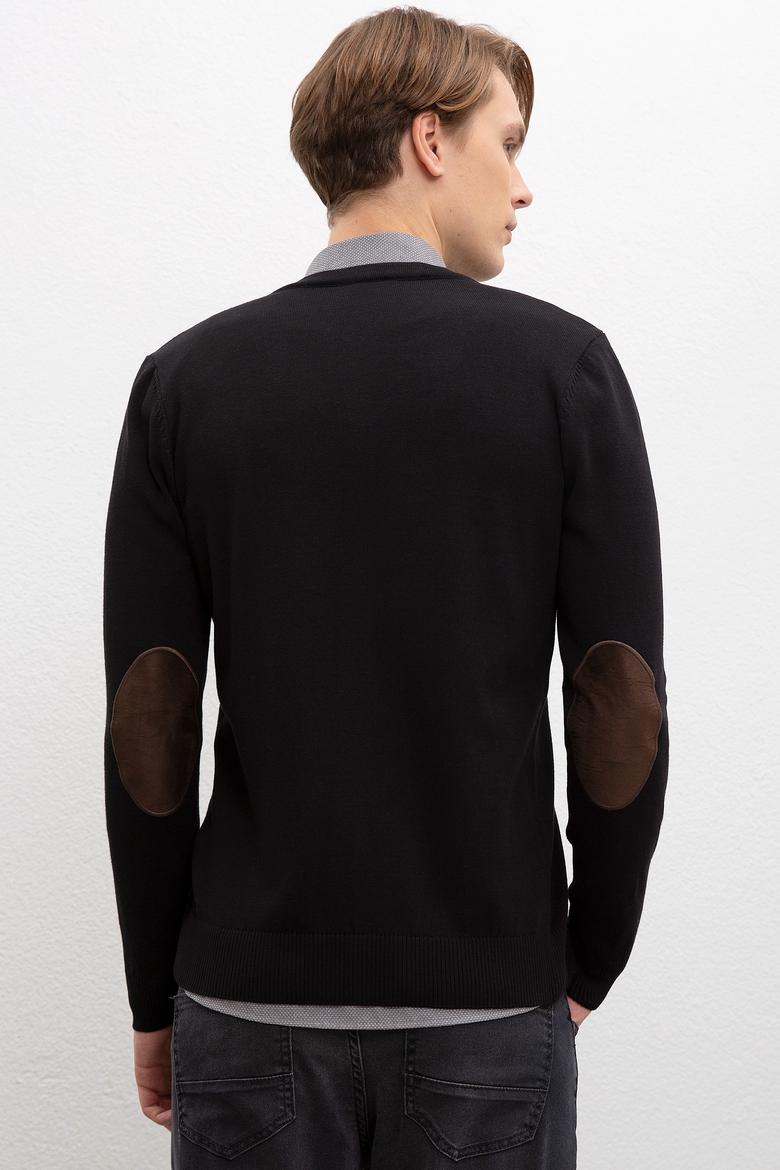 Erkek Siyah Basic Triko Hırka - 50206757010