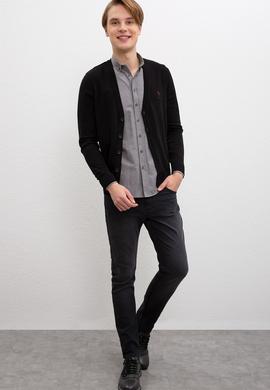 Erkek Siyah Basic Triko Hırka - 50206757010