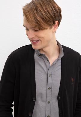 Erkek Siyah Basic Triko Hırka - 50206757010