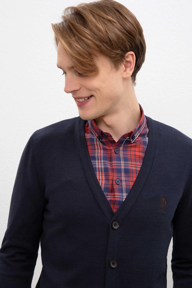 Erkek Lacivert  Triko Hırka Basic - 50206757049