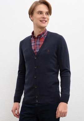 Erkek Lacivert  Triko Hırka Basic - 50206757049