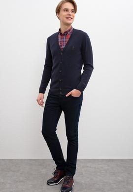 Erkek Lacivert  Triko Hırka Basic - 50206757049