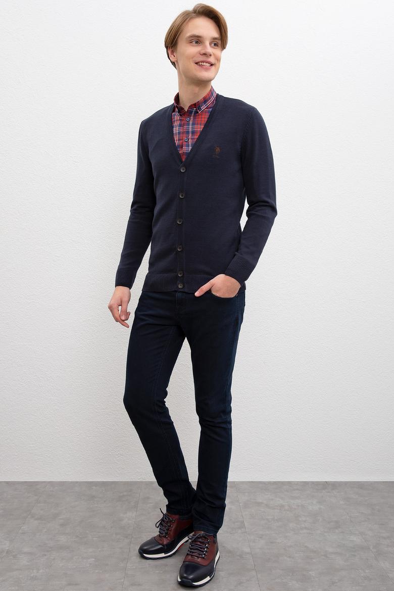 Erkek Lacivert  Triko Hırka Basic - 50206757049