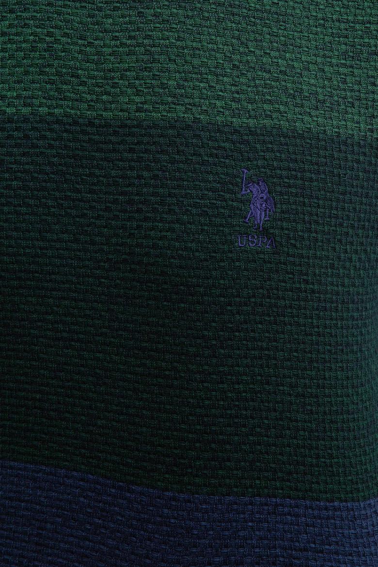 Erkek Koyu Yeşil Bisiklet Yaka Triko Kazak - 50207644031