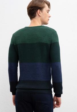 Erkek Koyu Yeşil Bisiklet Yaka Triko Kazak - 50207644031