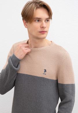 Erkek Gri Melanj Bisiklet Yaka Triko Kazak - 50207662055