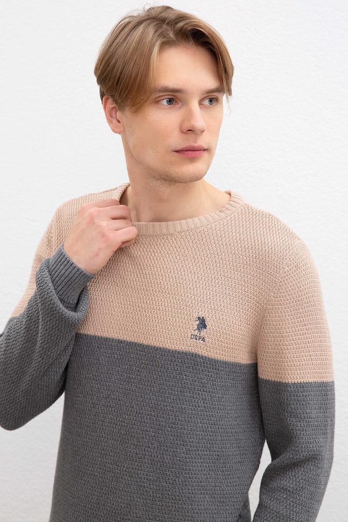 Erkek Gri Melanj Bisiklet Yaka Triko Kazak