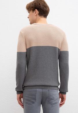 Erkek Gri Melanj Bisiklet Yaka Triko Kazak - 50207662055