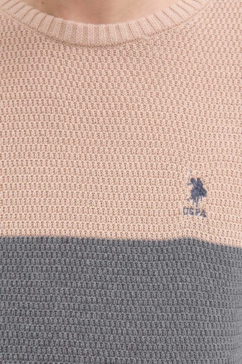 Erkek Gri Melanj Bisiklet Yaka Triko Kazak - 50207662055