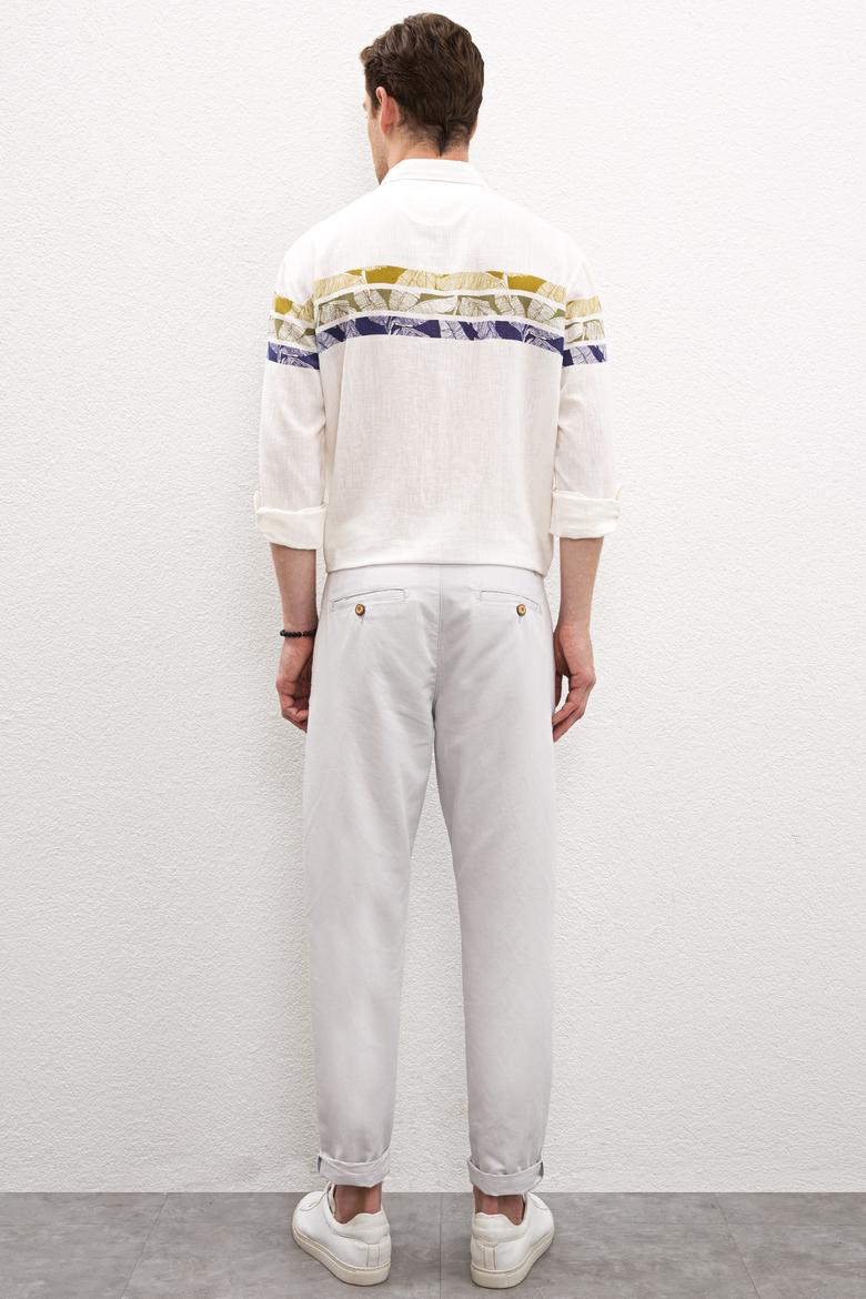 Erkek Açık Gri Kanvas Pantolon - 50218143021