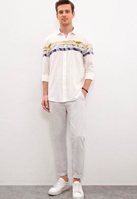 Erkek Açık Gri Kanvas Pantolon - 50218143021