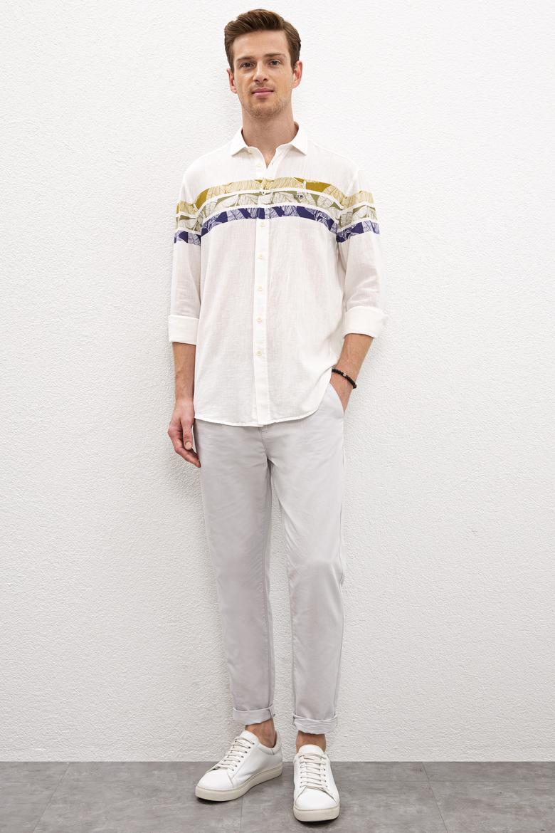 Erkek Açık Gri Kanvas Pantolon