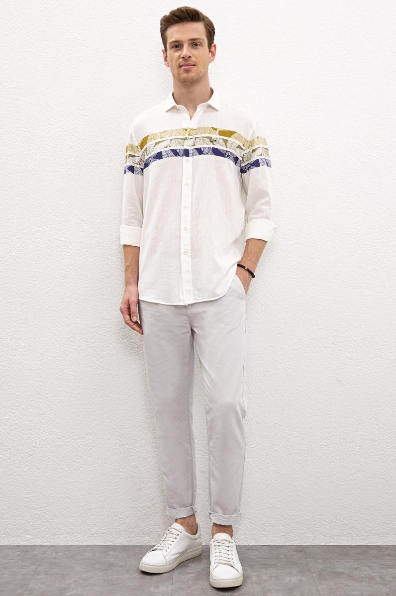 Erkek Açık Gri Kanvas Pantolon