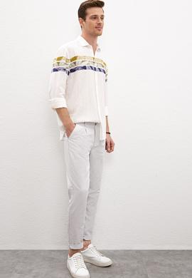 Erkek Açık Gri Kanvas Pantolon - 50218143021