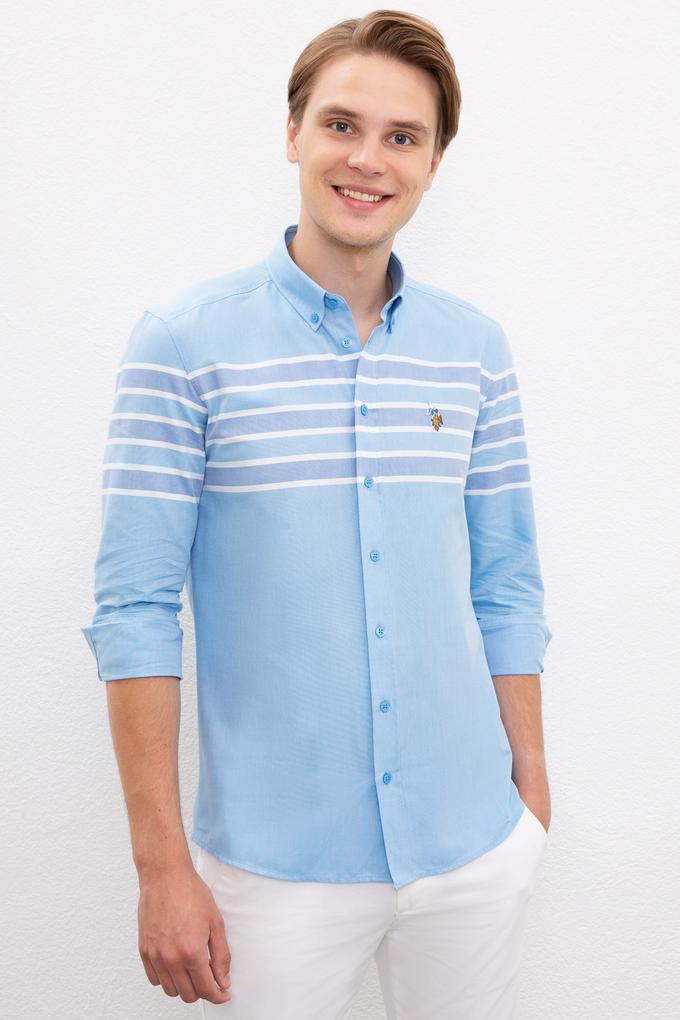 Erkek Mavi Gömlek Uzunkol