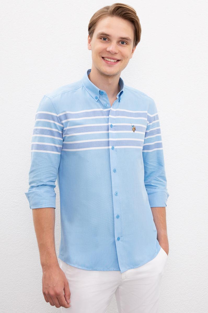 Erkek Mavi Gömlek Uzunkol