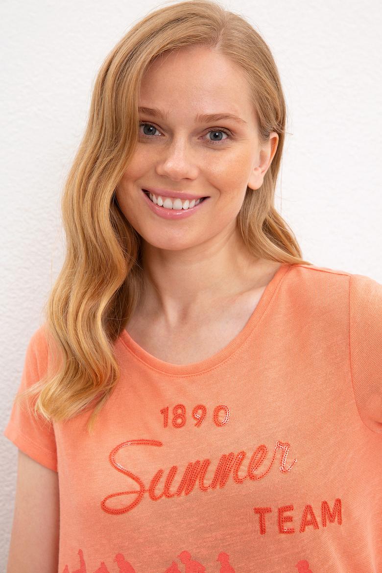 Kadın Somon Tişört - 50217981011