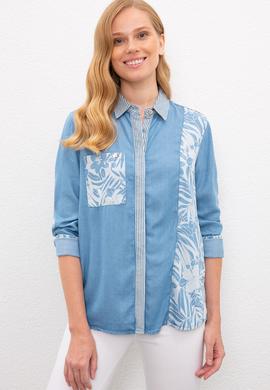 Kadın Mavi Denim Gömlek - 50219058018