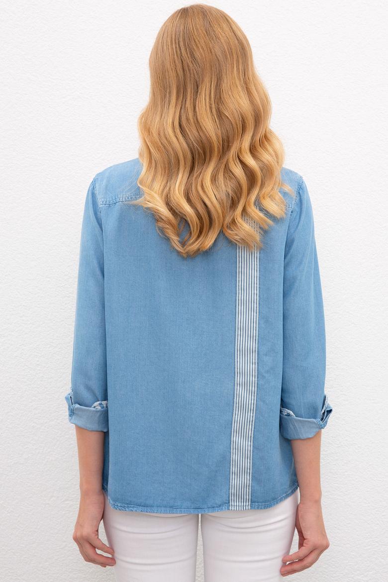 Kadın Mavi Denim Gömlek - 50219058018
