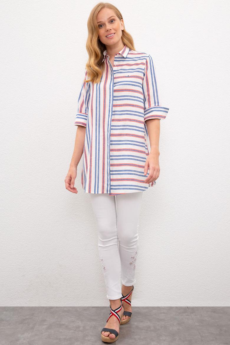 Kadın Nar Çiçeği Uzun Kollu Gömlek - 50218853014