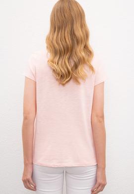 Kadın Pembe Bisiklet Yaka T-Shirt - 50220995010