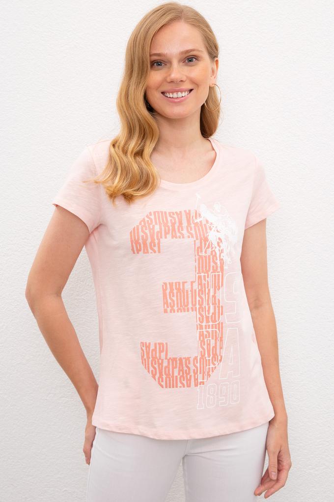 Kadın Pembe Bisiklet Yaka T-Shirt