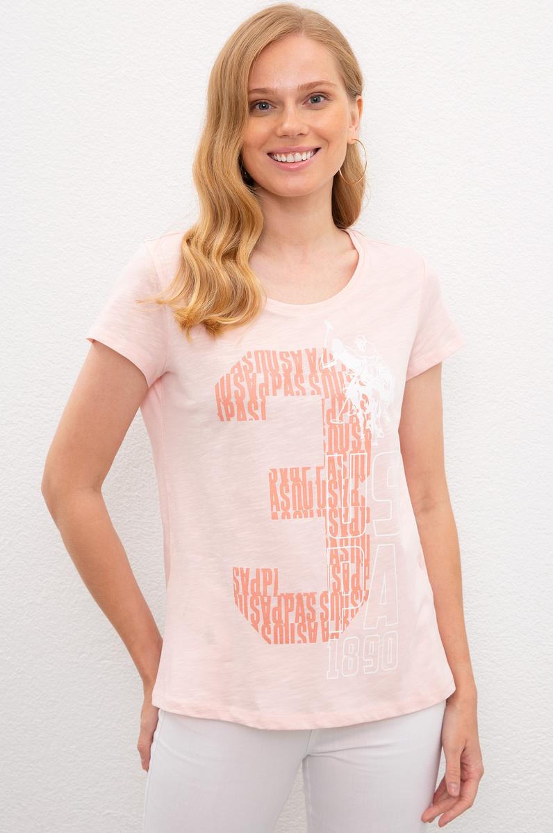 Kadın Pembe Bisiklet Yaka T-Shirt