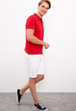 Erkek Beyaz Dokuma Bermuda Capri - 50222662004