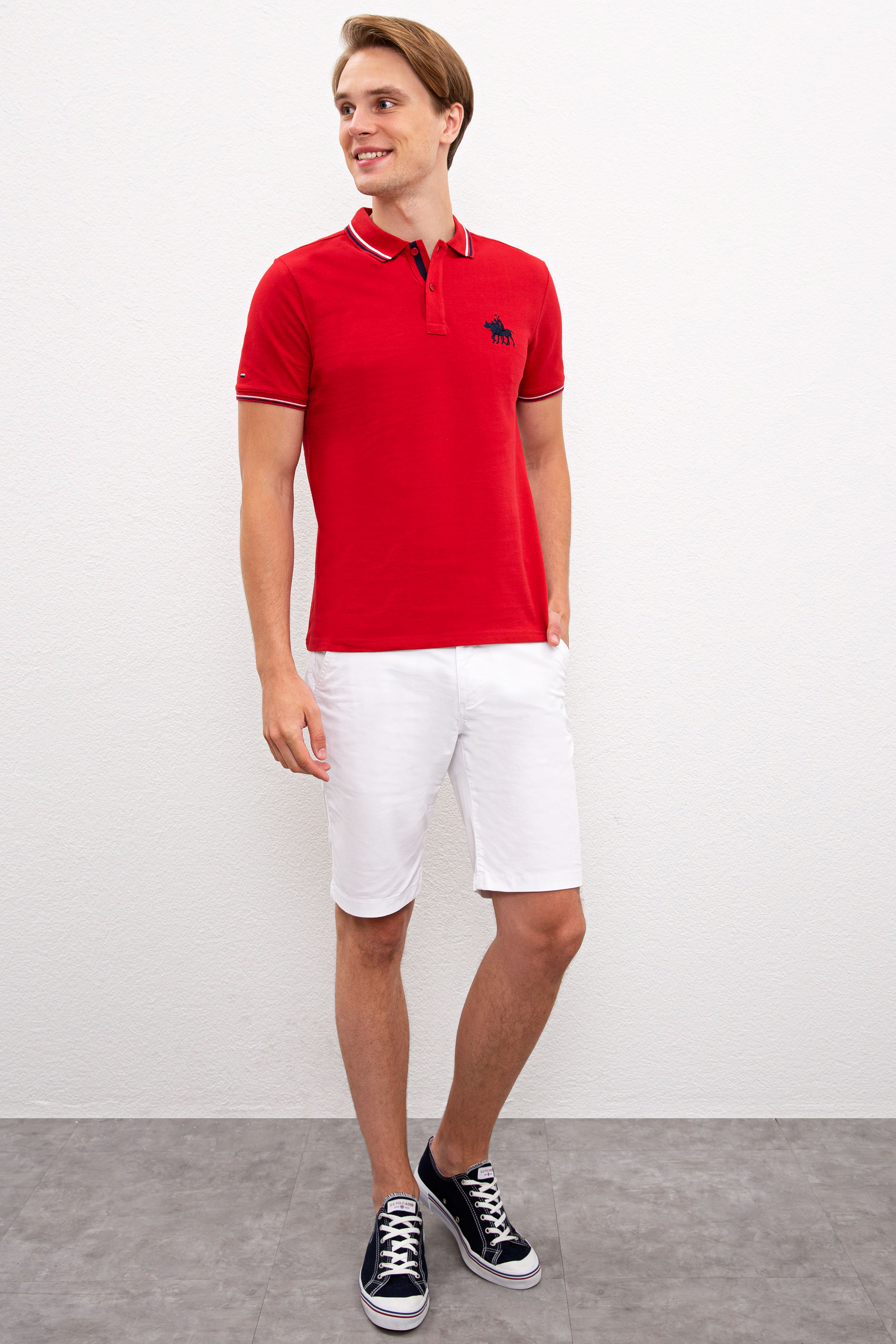 Erkek Beyaz Dokuma Bermuda Capri - Image 1