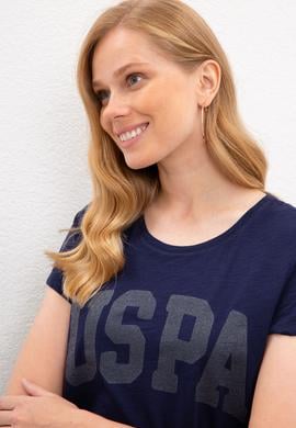 Kadın Lacivert Bisiklet Yaka T-Shirt - 50225789007